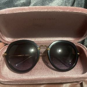 Authentic Miu Miu Round Sunglasses Black/Gold
